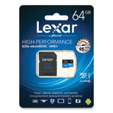 Lexar™ microSDXC Memory Card, UHS-I U1 Class 10, 64 GB (LXRMI64GBBNL633) Each