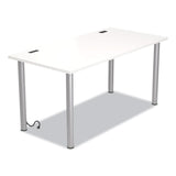 Union & Scale™ Essentials Writing Table-Desk with Integrated Power Management, 59.7" x 29.3" x 28.8", White/Aluminum (UOS24398966) Each