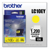 Brother LC10EY INKvestment Super High-Yield Ink, 1,200 Page-Yield, Yellow (BRTLC10EY) Each