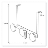 Alba™ Over the Door Coat Hook, Metal and Plastic, 3 Pegs, Black, 20 lb Capacity (ABAPMS3P) Each