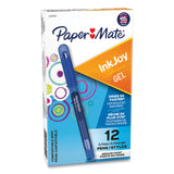 Paper Mate® InkJoy Gel Pen, Stick, Medium 0.7 mm, Blue Ink, Translucent Blue Barrel, Dozen (PAP2023006) 1 Dozen