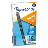 Paper Mate® InkJoy Gel Pen, Stick, Medium 0.7 mm, Black Ink, Smoke Barrel, Dozen (PAP2022985) 1 Dozen