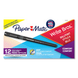 Paper Mate® Write Bros. Grip Ballpoint Pen, Stick, Medium 1 mm, Black Ink, Black Barrel, Dozen (PAP2124509) 1 Dozen