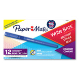 Paper Mate® Write Bros. Grip Ballpoint Pen, Stick, Medium 1 mm, Blue Ink, Blue Barrel, Dozen (PAP2124506) 1 Dozen