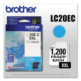 Brother LC20EC INKvestment Super High-Yield Ink, 1,200 Page-Yield, Cyan (BRTLC20EC) Each