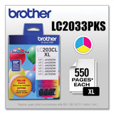 Brother LC2033PKS Innobella High-Yield Ink, 550 Page-Yield, Cyan/Magenta/Yellow (BRTLC2033PKS) Pack of 3