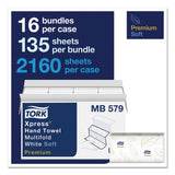 Tork® Premium Soft Xpress 3-Panel Multifold Hand Towels, 2-Ply, 9.13 x 9.5, White with Blue Leaf, 135/Packs, 16 Packs/Carton (TRKMB579) Case of 16