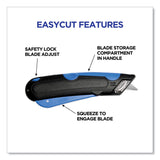 COSCO Easycut Cutter Knife w/Self-Retracting Safety-Tipped Blade, 6" Plastic Handle, Black/Blue (COS091508) Each