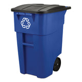 Rubbermaid® Commercial Square Brute Recycling Rollout Container, 50 gal, Plastic, Blue (RCP9W2773BLU) Each