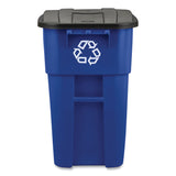 Rubbermaid® Commercial Square Brute Recycling Rollout Container, 50 gal, Plastic, Blue (RCP9W2773BLU) Each
