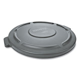 Rubbermaid® Commercial BRUTE Self-Draining Flat Top Lid, for 32 gal Round BRUTE Containers, 22.25" Diameter, Gray (RCP263100GY) Each