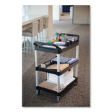 Rubbermaid® Commercial Three-Shelf Service Cart, Plastic, 3 Shelves, 200 lb Capacity, 18.63" x 33.63" x 37.75", Black (RCP342488BLA) Each