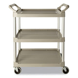 Rubbermaid® Commercial Three-Shelf Service Cart, Plastic, 3 Shelves, 200 lb Capacity, 18.63" x 33.63" x 37.75", Off-White (RCP342488OWH) Each