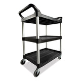 Rubbermaid® Commercial Xtra Utility Cart with Open Sides, Plastic, 3 Shelves, 300 lb Capacity, 40.63" x 20" x 37.81", Black (RCP409100BLA) Each