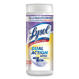 LYSOL® Brand Dual Action Disinfecting Wipes, 1-Ply, 7 x 7.5, Citrus, White/Purple, 35/Canister, 12 Canisters/Carton (RAC81143CT) Case of 12
