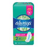 Always® Ultra Thin Pads with Wings, Size 2, Long, Super Absorbent, 32/Pack, 3 Packs/Carton (PGC97020) Case of 3