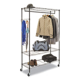 Alera® Wire Shelving Garment Rack, 40 Garments, 48w x 18d x 75h, Black (ALEGR364818BL) Each