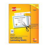 Avery® Clear Self-Adhesive Laminating Sheets, 3 mil, 9" x 12", Matte Clear, 50/Box (AVE73601) Box of 50