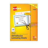 Avery® Clear Self-Adhesive Laminating Sheets, 3 mil, 9" x 12", Matte Clear, 10/Pack (AVE73603) Pack of 10