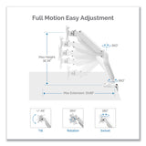 Fellowes® Platinum Series Dual Monitor Arm, For 27" Monitors, 360 deg Rotation, 45 deg Tilt, 180 deg Pan, White, Supports 20 lb (FEL8056301) Each