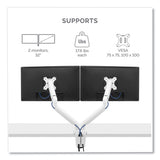 Fellowes® Platinum Series Dual Monitor Arm, For 27" Monitors, 360 deg Rotation, 45 deg Tilt, 180 deg Pan, White, Supports 20 lb (FEL8056301) Each