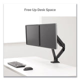 Fellowes® Platinum Series Dual Monitor Arm for 27" Monitors, 360 deg Rotation, +85 deg/-20 deg Tilt, 360 deg Pan, Black, Supports 20 lb (FEL8042501) Each