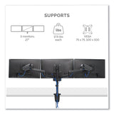 Fellowes® Platinum Series Triple Monitor Arm for 27" Monitors, 360 deg Rotation, +85/-20 deg Tilt, 360 deg Pan, Black, Supports 20 lb (FEL8042601) Each