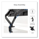 Fellowes® Platinum Series Dual Monitor Arm for 27" Monitors, 360 deg Rotation, +85 deg/-20 deg Tilt, 360 deg Pan, Black, Supports 20 lb (FEL8042501) Each