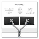 Fellowes® Platinum Series Dual Monitor Arm, For 27" Monitors, 360 deg Rotation, 45 deg Tilt, 180 deg Pan, Silver, Supports 20 lb (FEL8056501) Each