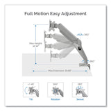 Fellowes® Platinum Series Dual Monitor Arm, For 27" Monitors, 360 deg Rotation, 45 deg Tilt, 180 deg Pan, Silver, Supports 20 lb (FEL8056501) Each