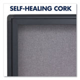 Quartet® Enclosed Indoor Fabric Bulletin Board with Two Hinged Doors, 48 x 36, Gray Surface, Graphite Aluminum Frame (QRT2364L) Each