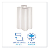 Boardwalk® Recycled Low-Density Polyethylene Can Liners, 60 gal, 1.1 mil, 38" x 58", Clear, 10 Bags/Roll, 10 Rolls/Carton (BWK533) Case of 100
