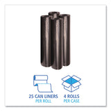 Boardwalk® Recycled Low-Density Polyethylene Can Liners, 56 gal, 1.2 mil, 43" x 47", Black, 10 Bags/Roll, 10 Rolls/Carton (BWK518) Box of 100
