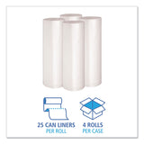 Boardwalk® Recycled Low-Density Polyethylene Can Liners, 45 gal, 1.4 mil, 40" x 46", Clear, 10 Bags/Roll, 10 Rolls/Carton (BWK535) Case of 100