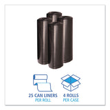 Boardwalk® Recycled Low-Density Polyethylene Can Liners, 60 gal, 1.2 mil, 38" x 58", Black, 10 Bags/Roll, 10 Rolls/Carton (BWK519) Box of 100