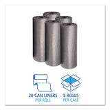 Boardwalk® Low-Density Waste Can Liners, 60 gal, 1.1 mil, 38" x 58", Gray, 20 Bags/Roll, 5 Rolls/Carton (BWK3858SEH) Case of 100