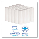 Boardwalk® Low-Density Waste Can Liners, 16 gal, 0.4 mil, 24" x 32", White, 25 Bags/Roll, 20 Rolls/Carton (BWK2432EXH) Case of 500