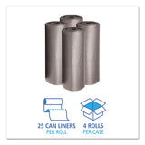 Boardwalk® Low-Density Waste Can Liners, 60 gal, 0.95 mil, 38" x 58", Gray, 25 Bags/Roll, 4 Rolls/Carton (BWK528) Case of 4 Rolls