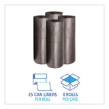 Boardwalk® Low-Density Waste Can Liners, 60 gal, 0.65 mil, 38" x 58", Black, 25 Bags/Roll, 4 Rolls/Carton (BWK3858H) Case of 100