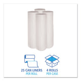 Boardwalk® Low-Density Waste Can Liners, 45 gal, 0.6 mil, 40" x 46", White, 25 Bags/Roll, 4 Rolls/Carton (BWK4046EXH) Case of 100