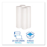 Boardwalk® Low-Density Waste Can Liners, 56 gal, 0.6 mil, 43" x 47", White, 25 Bags/Roll, 4 Rolls/Carton (BWK4347EXH) Case of 100