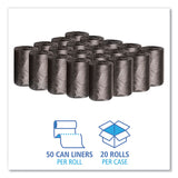 Boardwalk® Low-Density Waste Can Liners, 4 gal, 0.35 mil, 17" x 17", Black, 50 Bags/Roll, 20 Rolls/Carton (BWK1717L) Case of 1000
