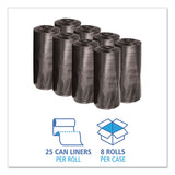Boardwalk® Low-Density Waste Can Liners, 33 gal, 0.5 mil, 33" x 39", Black, 25 Bags/Roll, 8 Rolls/Carton (BWK3339H) Case of 200
