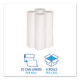 Boardwalk® Low-Density Waste Can Liners, 60 gal, 0.6 mil, 38" x 58", White, 25 Bags/Roll, 4 Rolls/Carton (BWK3858EXH) Case of 100