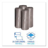 Boardwalk® Low-Density Waste Can Liners, 33 gal, 1.1 mil, 33" x 39", Gray, 25 Bags/Roll, 4 Rolls/Carton (BWK3339SEH) Case of 100