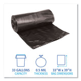 Boardwalk® Low-Density Waste Can Liners, 33 gal, 0.5 mil, 33" x 39", Black, 25 Bags/Roll, 8 Rolls/Carton (BWK3339H) Case of 200