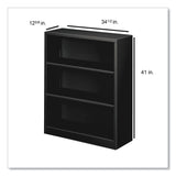 HON® Metal Bookcase, Three-Shelf, 34.5w x 12.63d x 41h, Black (HONS42ABCP) Each