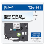 Brother P-Touch® TZe Standard Adhesive Laminated Labeling Tape, 0.7" x 26.2 ft, Black on Clear (BRTTZE141) Each