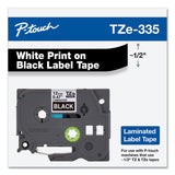 Brother P-Touch® TZe Standard Adhesive Laminated Labeling Tape, 0.47" x 26.2 ft, White on Black (BRTTZE335) Each