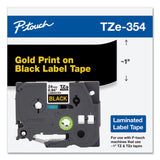 Brother P-Touch® TZe Standard Adhesive Laminated Labeling Tape, 0.94" x 26.2 ft, Gold on Black (BRTTZE354) Each